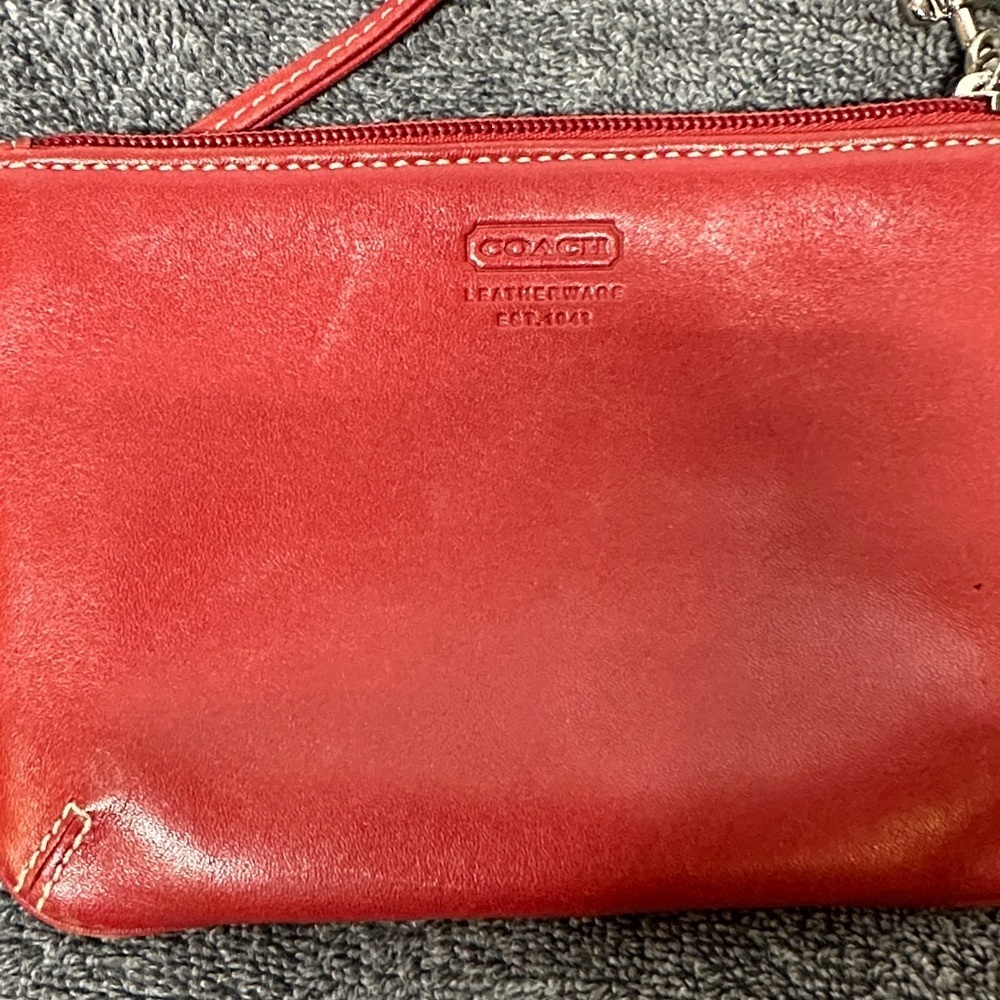 Coach Cherry Red Leather Wristlet - Picture 2 of 11